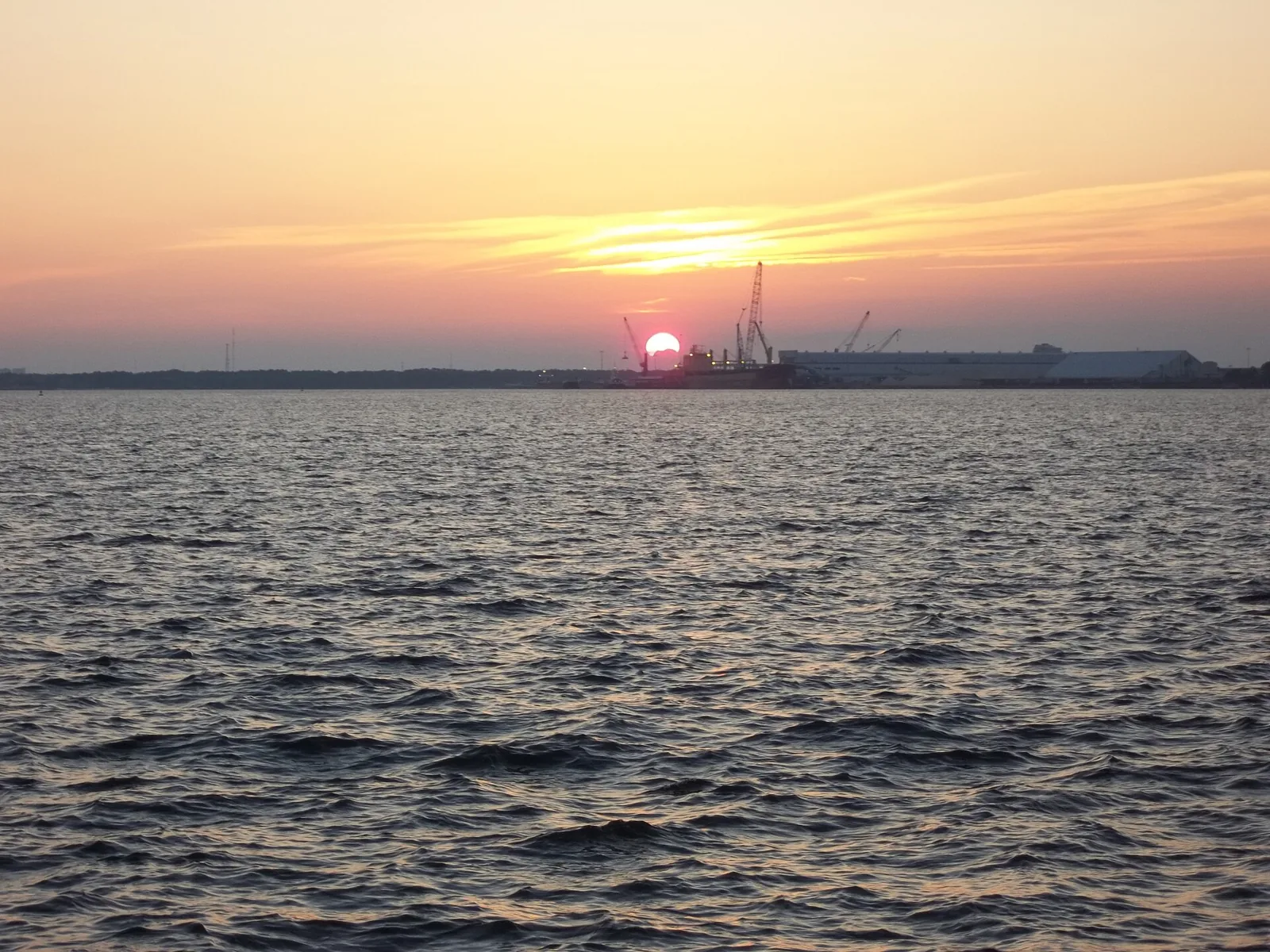 Sunset over St. Andrews Bay, seen from the St. Andrews Marina in Panama City.