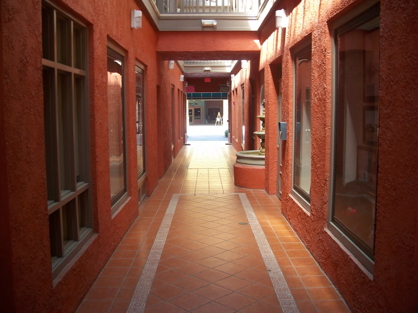 The covered walkway inside the historic Sherman Arcade in downtown Panama City.