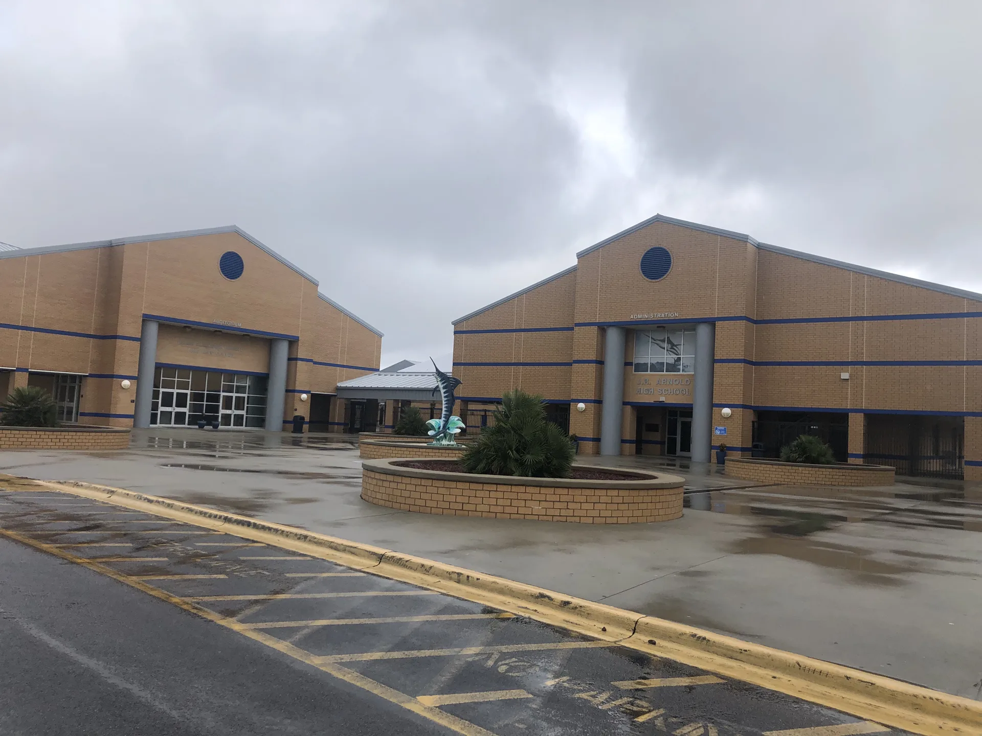 The front of Arnold High School in Panama City Beach, home of the Helen Blackburn Arnold Auditorium.
