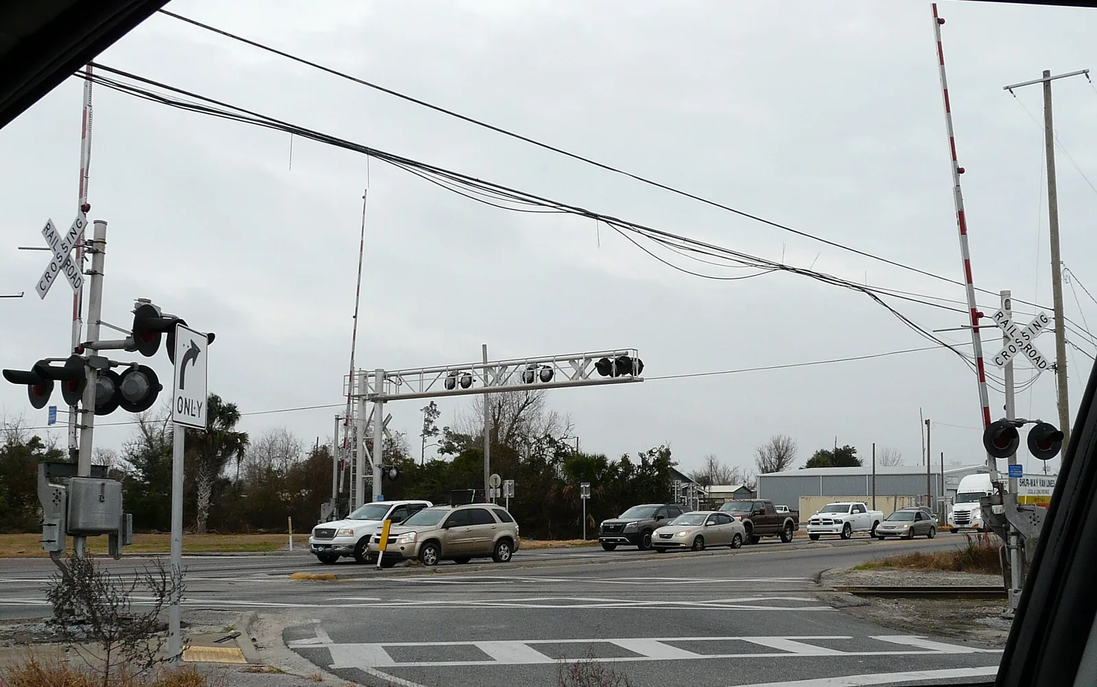 Power lines over East Avenue at the Bay Line Railroad crossing in Panama City.