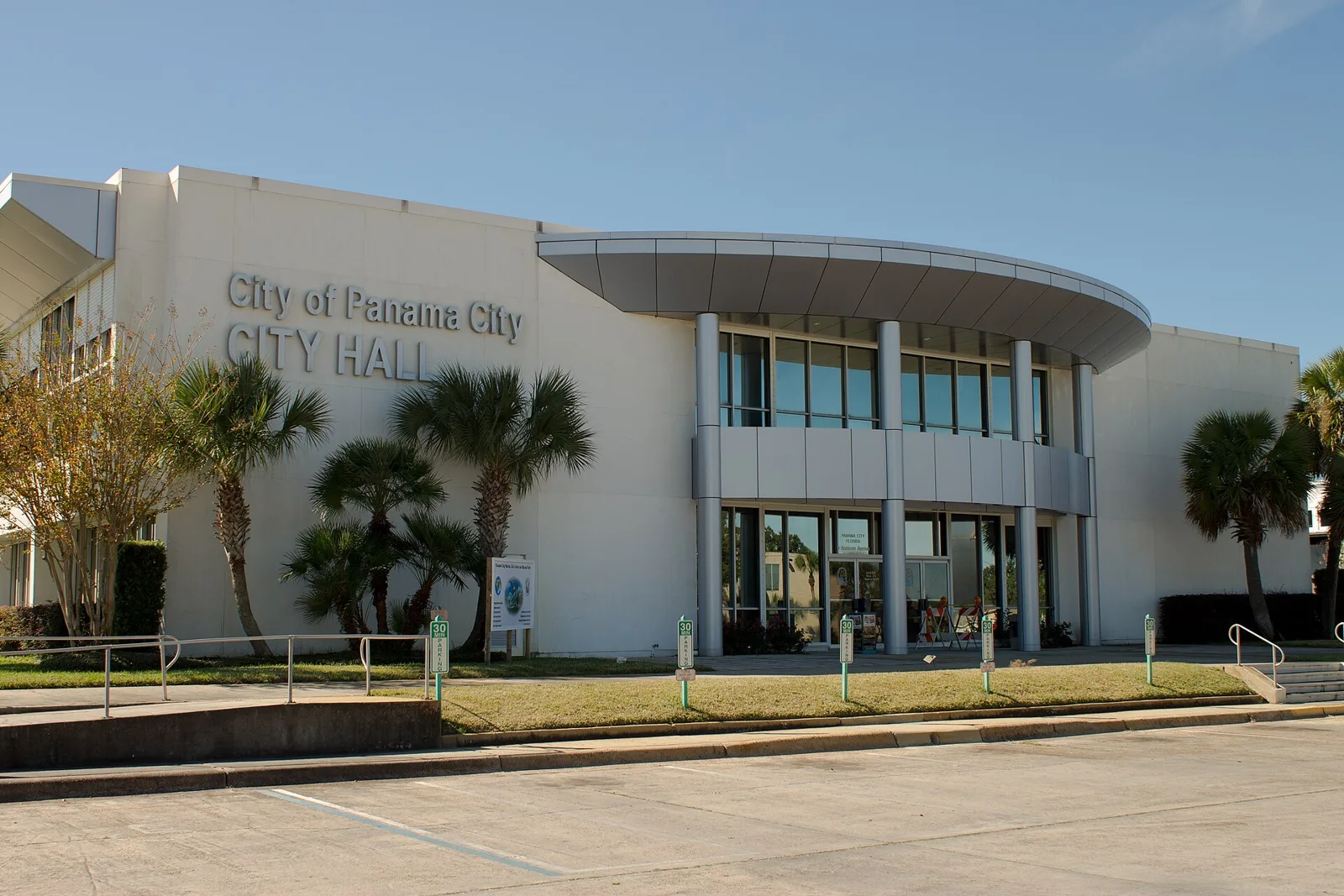 The main entrance of Panama City Hall at 501 Harrison Ave.