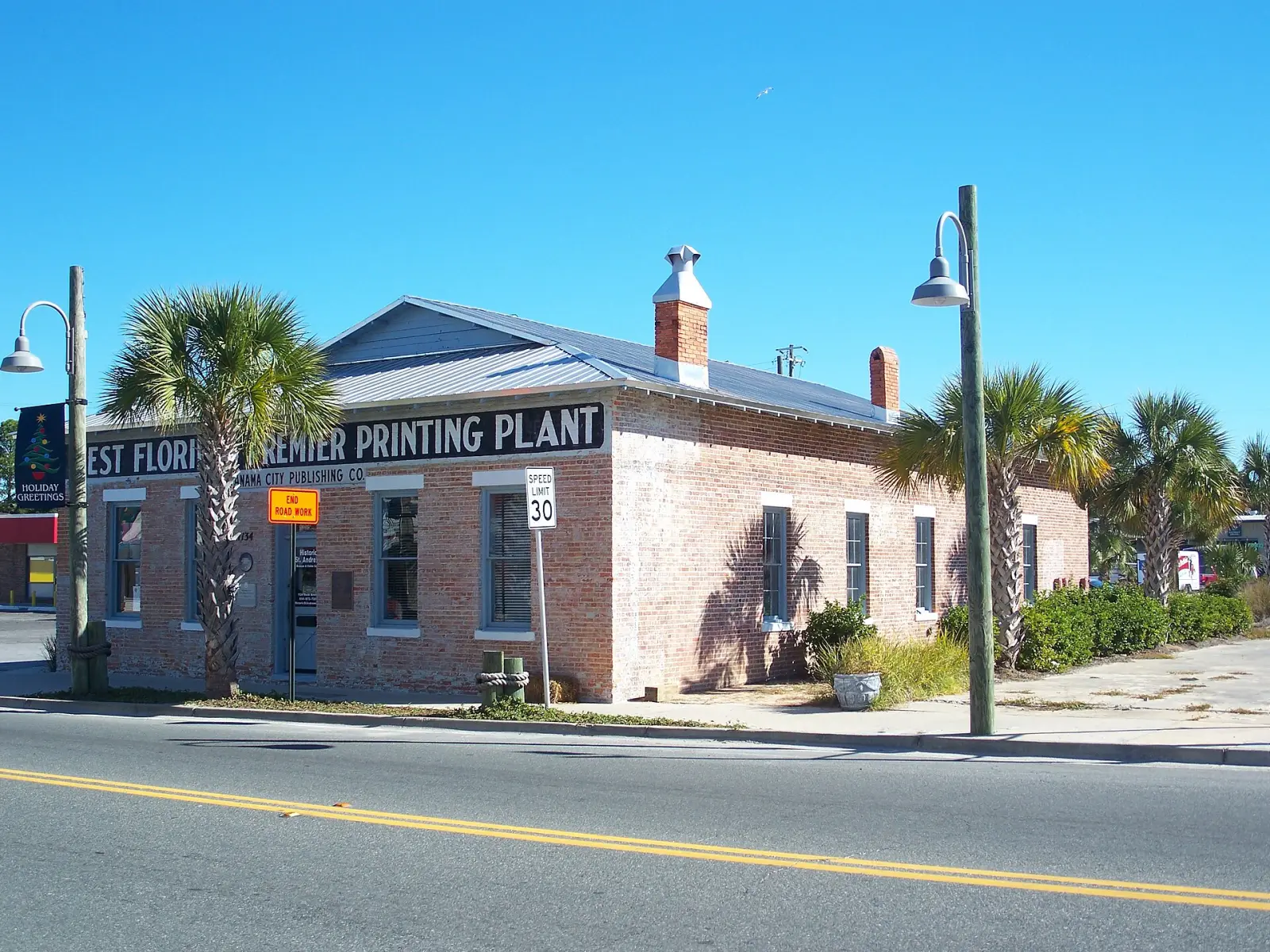 The old Panama City Publishing Company building in historic St. Andrews, now a visitor center and history museum.